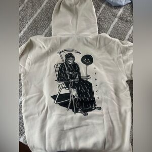 Graphic Grim Reaper Hoodie in Cream with Black Print STANCE